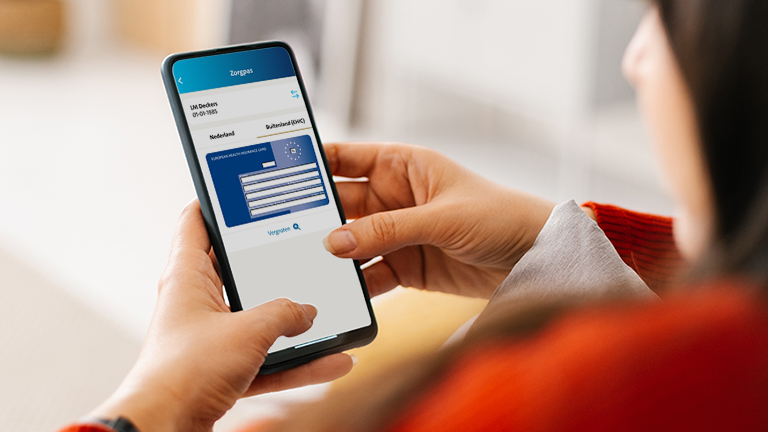 Europese zorgpasje tonen in de app